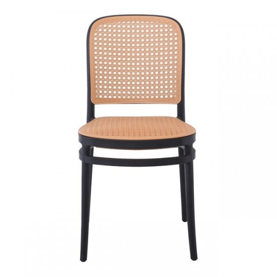 FLORENCE Καρέκλα PP Μαύρο, PP Rattan Μπεζ, Στοιβαζόμενη 41x41x83cm