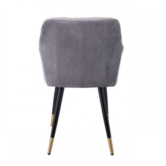 RENA Πολυθρόνα Μέταλλο Βαφή Μαύρο, Ύφασμα Velure, Απόχρωση Γκρι 53x59x85cm