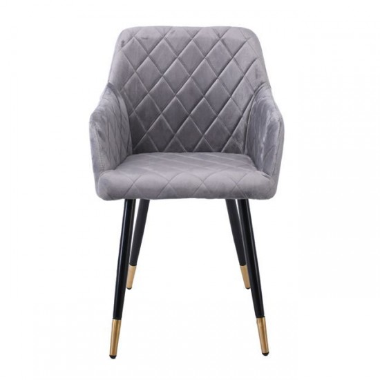 RENA Πολυθρόνα Μέταλλο Βαφή Μαύρο, Ύφασμα Velure, Απόχρωση Γκρι 53x59x85cm