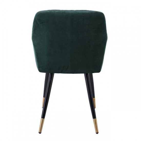 RENA Πολυθρόνα Μέταλλο Βαφή Μαύρο, Ύφασμα Velure, Απόχρωση Forest Green 53x59x85cm