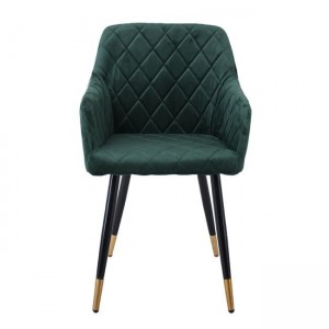 RENA Πολυθρόνα Μέταλλο Βαφή Μαύρο, Ύφασμα Velure, Απόχρωση Forest Green 53x59x85cm