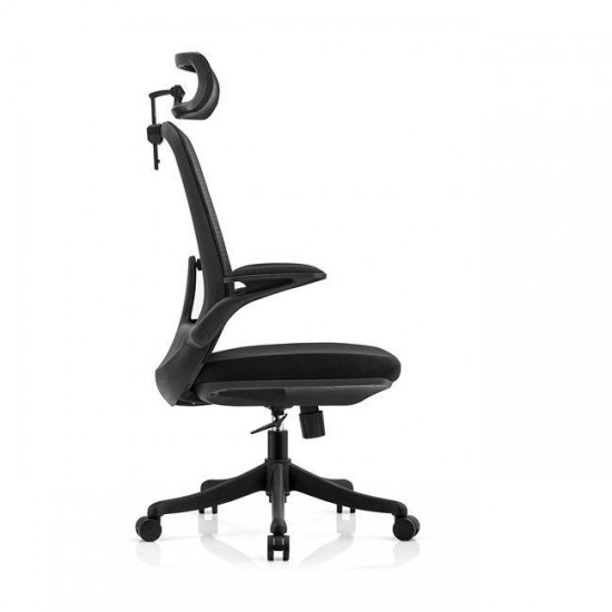 BF3950 Πολυθρόνα Γραφείου Διευθυντή, Mesh Μαύρο, Ύφασμα Μαύρο 72x63x113