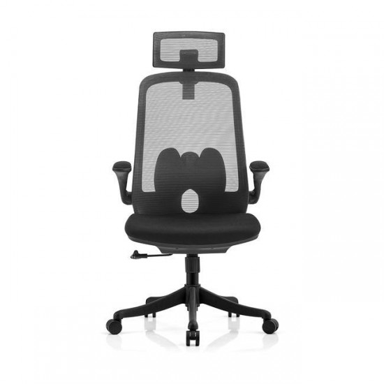 BF3950 Πολυθρόνα Γραφείου Διευθυντή, Mesh Γκρι, Ύφασμα Μαύρο 72x63x113