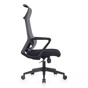 BF2990  Πολυθρόνα Γραφείου Διευθυντή, Mesh Γκρι, Ύφασμα Μαύρο 73x67x118