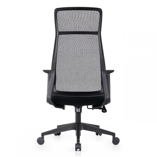BF2990  Πολυθρόνα Γραφείου Διευθυντή, Mesh Γκρι, Ύφασμα Μαύρο 73x67x118
