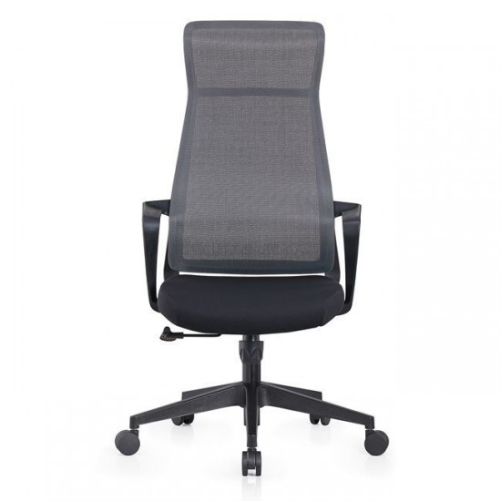 BF2990  Πολυθρόνα Γραφείου Διευθυντή, Mesh Γκρι, Ύφασμα Μαύρο 73x67x118