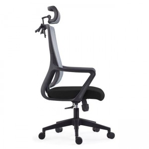 BF3850 Πολυθρόνα Γραφείου Διευθυντή, Mesh Γκρι, Ύφασμα Μαύρο 68x63x110