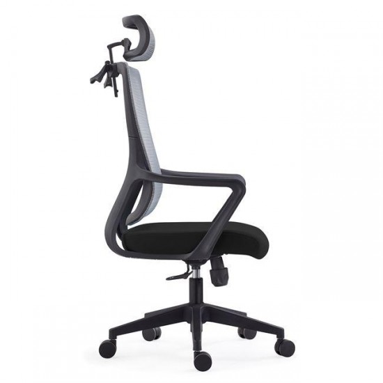 BF3850 Πολυθρόνα Γραφείου Διευθυντή, Mesh Γκρι, Ύφασμα Μαύρο 68x63x110