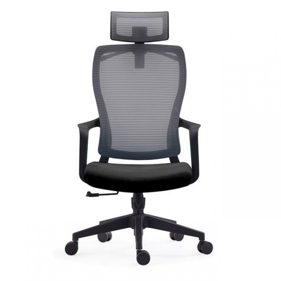 BF3850 Πολυθρόνα Γραφείου Διευθυντή, Mesh Γκρι, Ύφασμα Μαύρο 68x63x110