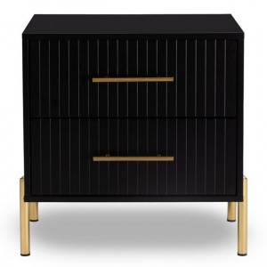FINO Κομοδίνο με 2 Συρτάρια, Μαύρο 58x43x58cm