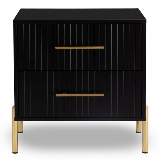 FINO Κομοδίνο με 2 Συρτάρια, Μαύρο 58x43x58cm