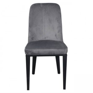 CASTER Καρέκλα Τραπεζαρίας Κουζίνας, Μέταλλο Βαφή Μαύρο Ύφασμα Velure Γκρι 45x60x89cm