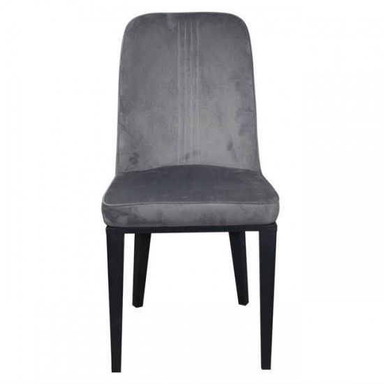 CASTER Καρέκλα Τραπεζαρίας Κουζίνας, Μέταλλο Βαφή Μαύρο Ύφασμα Velure Γκρι 45x60x89cm