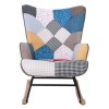 ALMA Rocking Πολυθρόνα Μπερζέρα Καθιστικού, Ύφασμα Patchwork, Βάση Μαύρο-Φυσικό 67x86x92cm