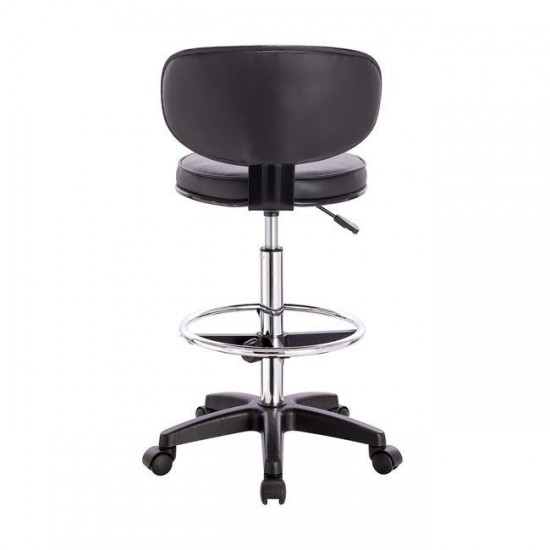 BF406 Σκαμπό Reception-Ταμείου PU Μαύρο, Τροχήλατο, Ρύθμιση Ύψους, Περιστρεφόμενο 50x50x90/110cm