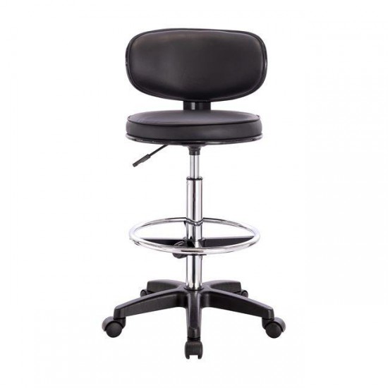 BF406 Σκαμπό Reception-Ταμείου PU Μαύρο, Τροχήλατο, Ρύθμιση Ύψους, Περιστρεφόμενο 50x50x90/110cm