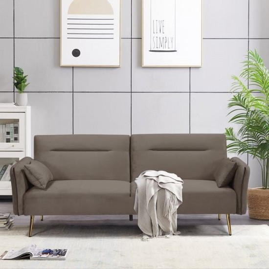 FLICK Καναπές - Κρεβάτι Σαλονιού - Καθιστικού, 3Θέσιος Ύφασμα Velure Καφέ 211x87x81cm