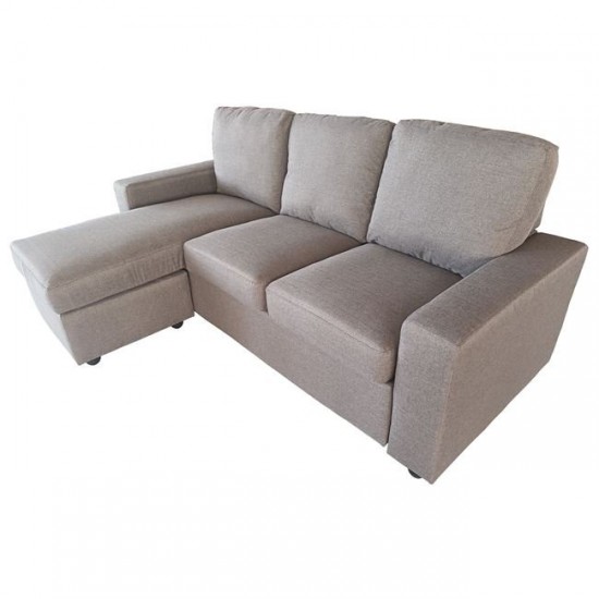 PORTLAND Καναπές Σαλονιού - Καθιστικού, Γωνία Αναστρέψιμος Ύφασμα Cappuccino 208x142x85cm H.97cm