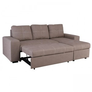 MONTREAL-Max Nabuk Καναπές Κρεβάτι Γωνία Αναστρέψιμη με Αποθηκευτικό Χώρο, Cappuccino 246x157xH94cm