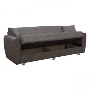 SYDNEY Καναπές - Κρεβάτι Σαλονιού - Καθιστικού, 3Θέσιος Ύφασμα Καφέ - αποθ/κός χώρος 210x80x75cm