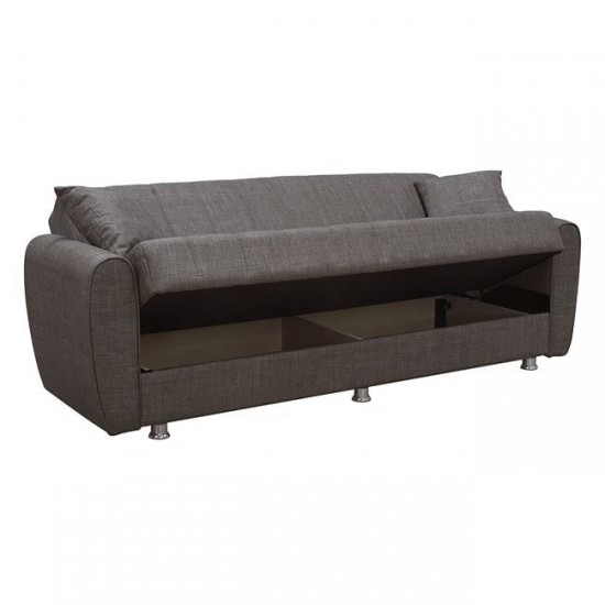 SYDNEY Καναπές - Κρεβάτι Σαλονιού - Καθιστικού, 3Θέσιος Ύφασμα Καφέ - αποθ/κός χώρος