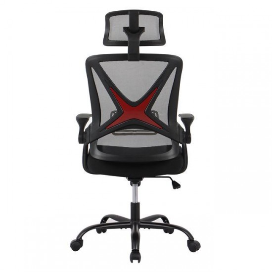 BF2040 Πολυθρόνα Γραφείου Διευθυντή - Ύφασμα & Mesh Μαύρο, Μεταλλική KD βάση 63x65x113/122cm