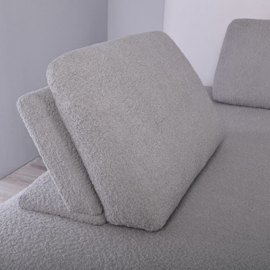 BRISTOL Καναπές Σαλονιού Καθιστικού Πολυμορφικός, Ύφασμα Ανοιχτό Γκρι 318x212x106cm H.89cm