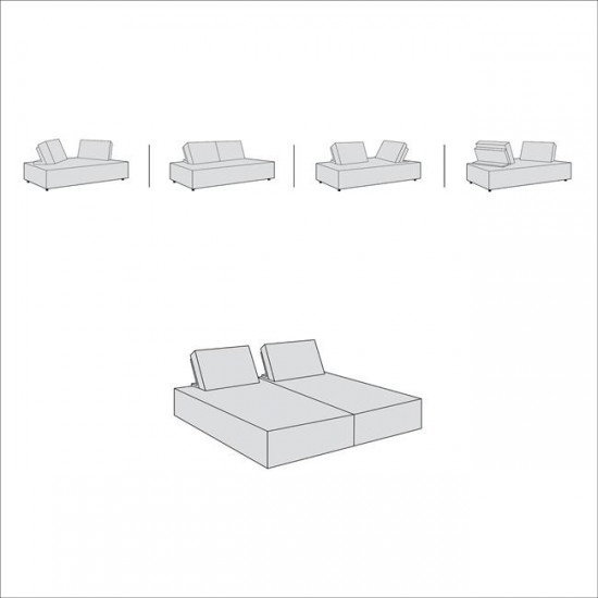 BRISTOL Καναπές Σαλονιού Καθιστικού Πολυμορφικός, Ύφασμα Ανοιχτό Γκρι 318x212x106cm H.89cm