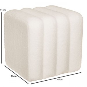 TOGO Σκαμπό Βοηθητικό, Teddy Ύφασμα Εκρού 40x40x41cm