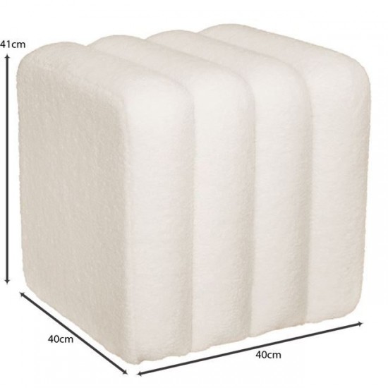 TOGO Σκαμπό Βοηθητικό, Teddy Ύφασμα Εκρού 40x40x41cm