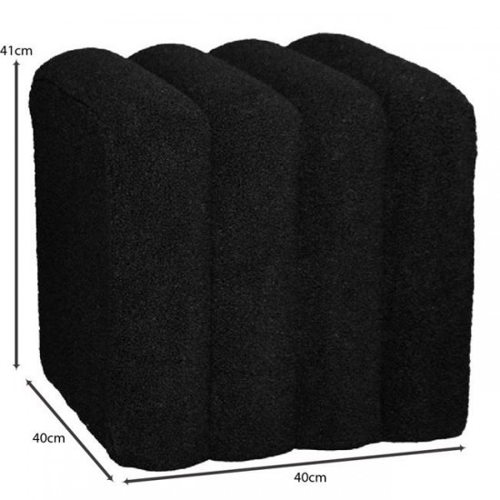 TOGO Σκαμπό Βοηθητικό, Teddy Ύφασμα Μαύρο 40x40x41cm