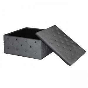 TIBOR Σκαμπό Αποθηκευτικό, Ύφασμα Velure Απόχρωση Γκρι 80x80x41cm