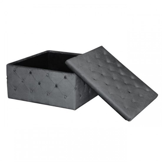 TIBOR Σκαμπό Αποθηκευτικό, Ύφασμα Velure Απόχρωση Γκρι 80x80x41cm