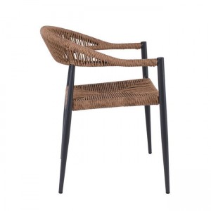 MADY Πολυθρόνα Βεράντας-Κήπου ALU Ανθρακί, Rope Wicker Φυσικό, Στοιβαζόμενη 56x59x78cm