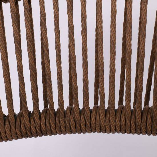 MADY Πολυθρόνα Βεράντας-Κήπου ALU Ανθρακί, Rope Wicker Φυσικό, Στοιβαζόμενη 56x59x78cm