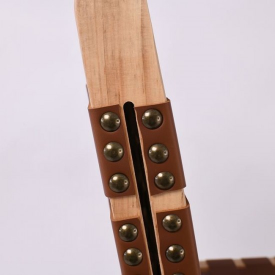 DUNE Καρέκλα Τραπεζαρίας, Ξύλο Απόχρωση Φυσικό, Κάθισμα-Πλάτη Ιμάντες Pu Καφέ 50x59x85cm