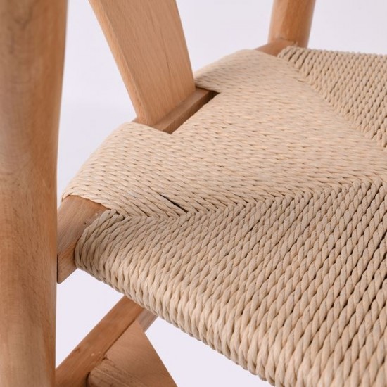 LIMA Καρέκλα Στοιβαζόμενη, Ξύλο Απόχρωση Φυσικό, Κάθισμα Paper Rope Φυσικό 56x52x76cm
