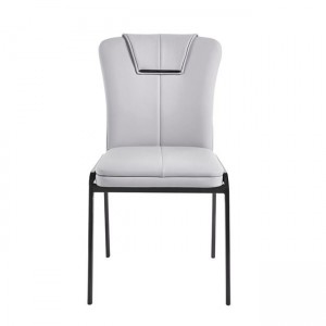 ANDRIA Καρέκλα Τραπεζαρίας- Κουζίνας, Μέταλλο Βαφή Μαύρο, Pu Ανοιχτό Γκρι 47x60x86cm