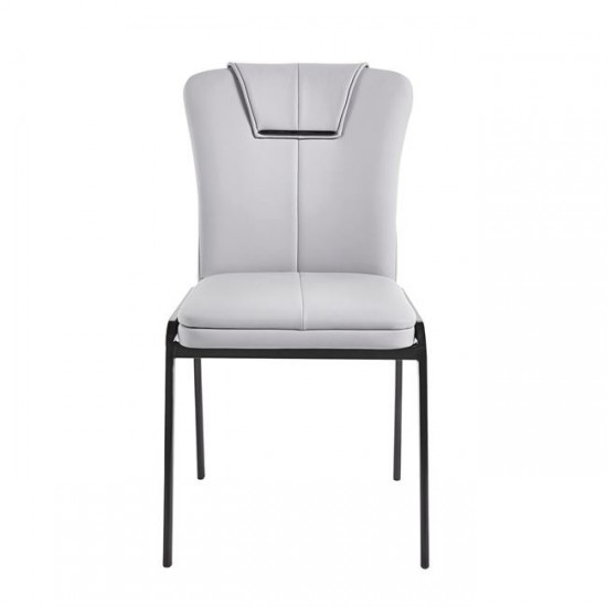 ANDRIA Καρέκλα Τραπεζαρίας- Κουζίνας, Μέταλλο Βαφή Μαύρο, Pu Ανοιχτό Γκρι 47x60x86cm