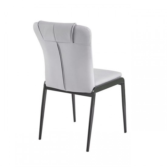ANDRIA Καρέκλα Τραπεζαρίας- Κουζίνας, Μέταλλο Βαφή Μαύρο, Pu Ανοιχτό Γκρι 47x60x86cm