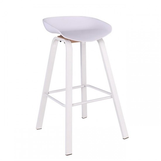 PENT Σκαμπό Bar, Μέταλλο Βαφή Άσπρο, PP Άσπρο 49x52x72/84cm