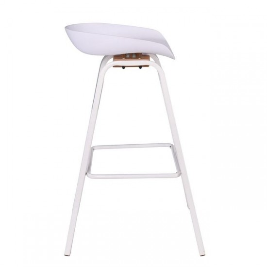 PENT Σκαμπό Bar, Μέταλλο Βαφή Άσπρο, PP Άσπρο 49x52x72/84cm