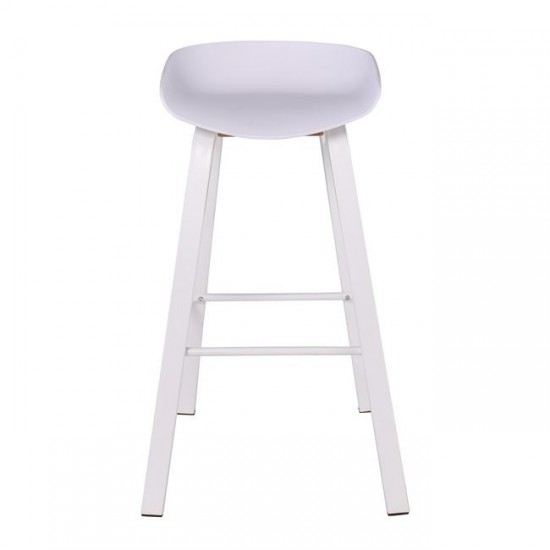 PENT Σκαμπό Bar, Μέταλλο Βαφή Άσπρο, PP Άσπρο 49x52x72/84cm