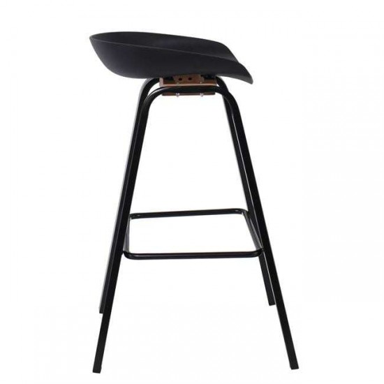 PENT Σκαμπό Bar, Μέταλλο Βαφή Μαύρο, PP Μαύρο 49x52x72/84cm