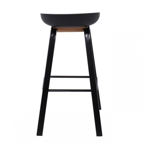 PENT Σκαμπό Bar, Μέταλλο Βαφή Μαύρο, PP Μαύρο 49x52x72/84cm