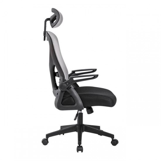 BF3050 Πολυθρόνα Γραφείου- Διευθυντή, Mesh Μαύρο-Γκρι, Μπράτσα up-down 63x63x118/128cm