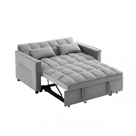 TEMPO Καναπές - Κρεβάτι, Με ανάκλιση πλάτης, Ύφασμα Velure Γκρι 137x98x77cm