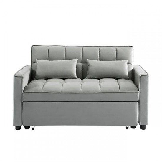 TEMPO Καναπές - Κρεβάτι, Με ανάκλιση πλάτης, Ύφασμα Velure Γκρι 137x98x77cm