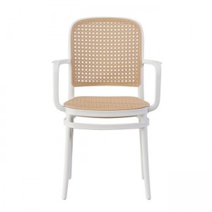 FLORENCE Πολυθρόνα PP Άσπρο, PP Rattan Μπεζ, Στοιβαζόμενη 54x54x84cm