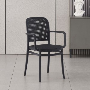 FLORENCE Πολυθρόνα PP Μαύρο, PP Rattan Μαύρο, Στοιβαζόμενη 54x54x84cm